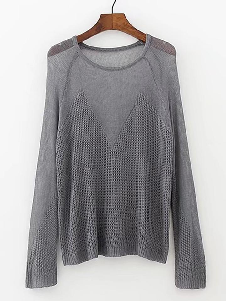 Shein Sheer Contrast Loose Knitwear