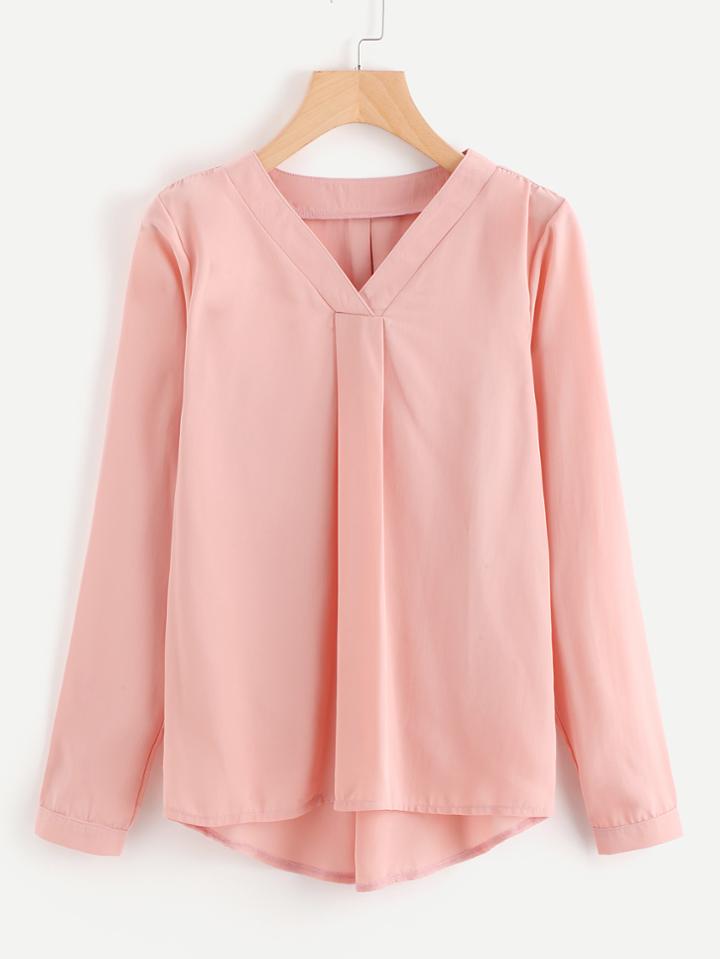 Shein V Neckline Dip Hem Blouse