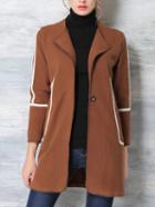 Shein Coffee Long Sleeve Single Button Pockets Coat