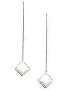 Shein Silver Plated Square Long Drop Earrings