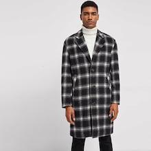 Shein Men Single Breasted Notch Neck Plaid Coat