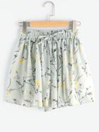 Shein Ditsy Print Pleated Shorts With Drawstring Waist