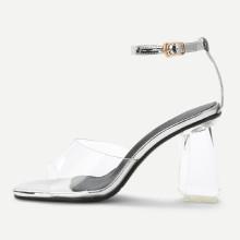 Shein Clear Design Ankle Strap Heeled Sandals