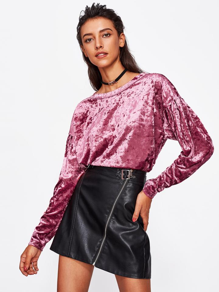 Shein Drop Shoulder Crushed Velvet Sweatshirt