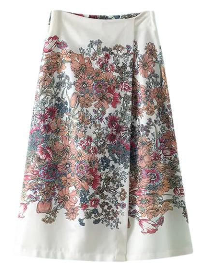Shein Multicolor Elastic Waist Flower Print Culottes