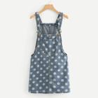 Shein Dot Print Overall Denim Dress