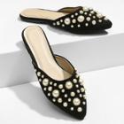 Shein Faux Pearl Decorated Mule Flats
