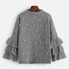 Shein Plus Pearl Detail Layered Flounce Sleeve Jumper