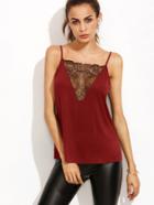 Shein Lace Insert Strappy Back Cami Top