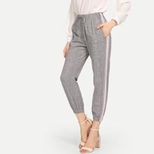 Shein Striped Seam Plaid Pants