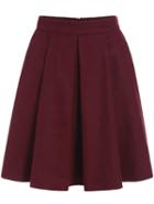 Shein Red Pleated Woolen Skirt