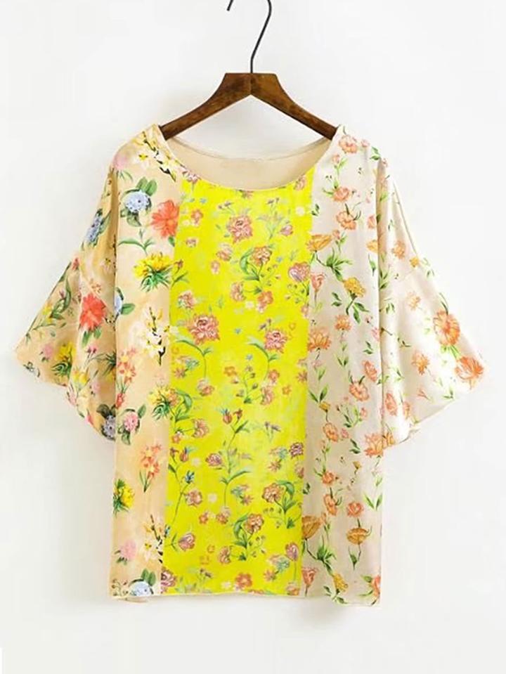 Shein Bell Sleeve Floral Print Tee