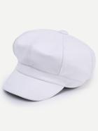 Shein White Faux Leather Octagonal Cap