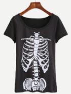 Shein Black Skull Print T-shirt