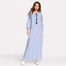 Shein Embroidery Drawstring Neck Dress