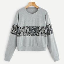 Shein Contrast Panel Snake Print Sweatshirt