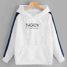 Shein Contrast Panel Letter Print Hoodie
