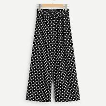 Shein Tie Waist Dot Print Wide Leg Pants