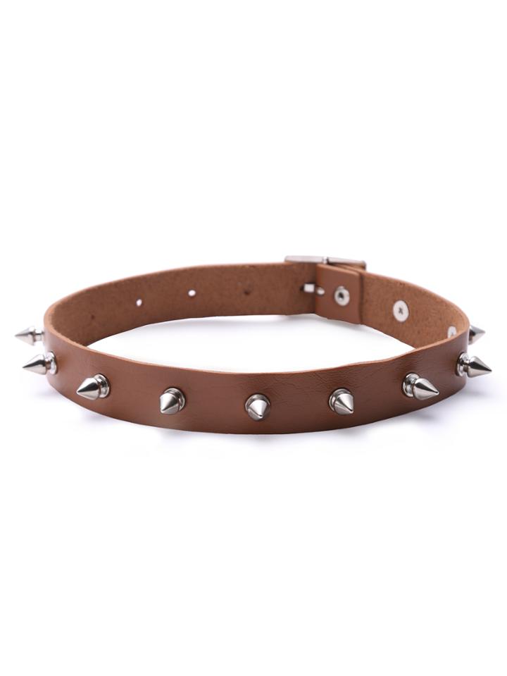Shein Camel Faux Leather Spike Choker