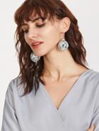Shein Silver Disco Ball Drop Earring