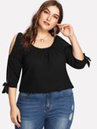 Shein Open Shoulder Knotted Detail Top