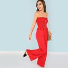 Shein Off Shoulder Button Ruffle Jumpsuit