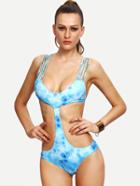 Shein Strappy Cutout Printed One-piece Swimwear