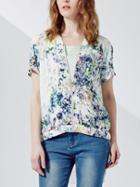 Shein Florals Dip Hem Shirt With Zipper