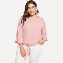 Shein Plus Bell Sleeve Knot Hem Top