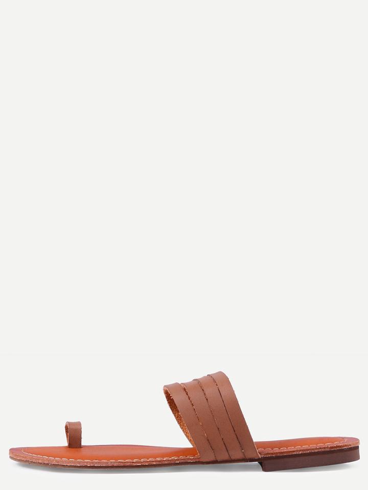 Shein Brown Strappy Flat Flip Sandals