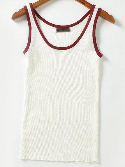 Shein Beige Round Neck Knit Minimalist Slim Vest