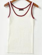 Shein Beige Round Neck Knit Minimalist Slim Vest