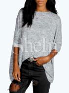 Shein Grey Round Neck V Back T-shirt