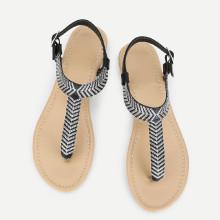 Shein Embroidery Detail Toe Post Flat Sandals
