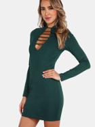 Shein Plunging Strap Dress Hunter Green