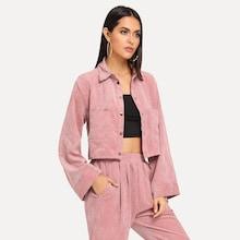 Shein Button & Pocket Front Corduroy Coat