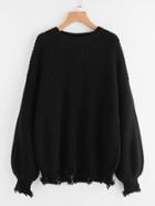 Shein Raw Cut Puff Sleeve Jumper