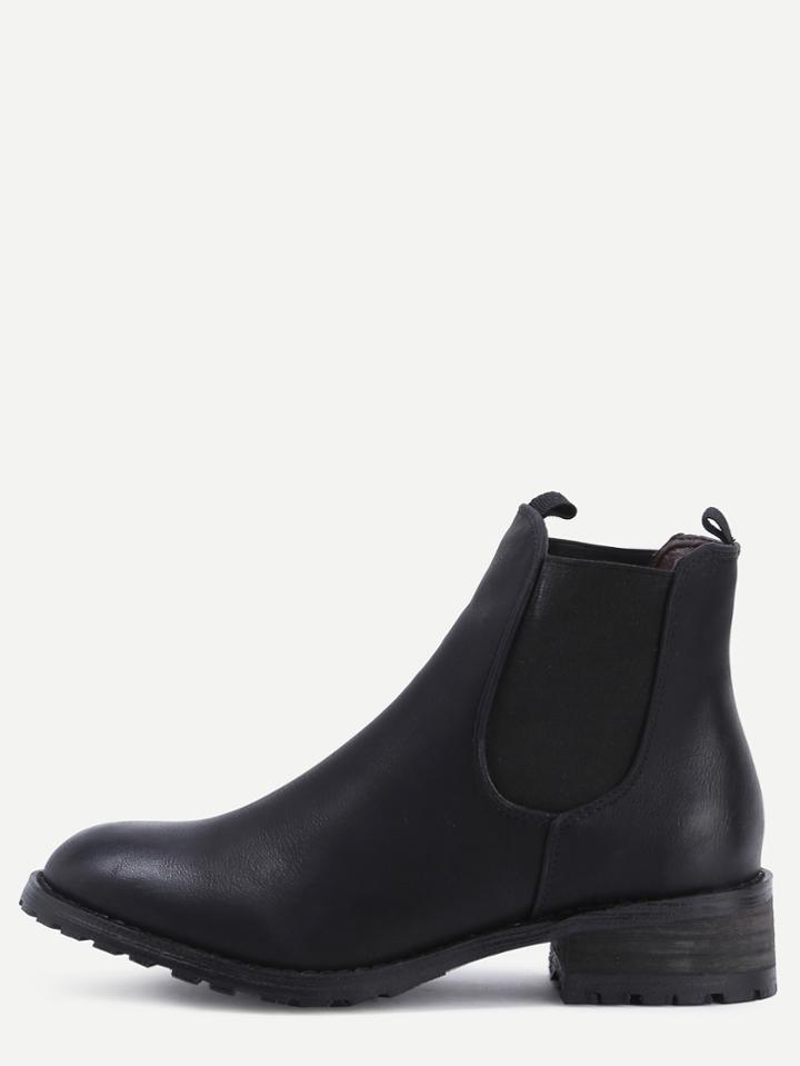 Shein Black Elastic Mid Heeled Ankle Boots