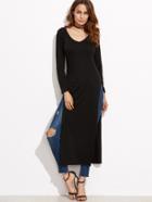 Shein Black Slit Side Long T-shirt