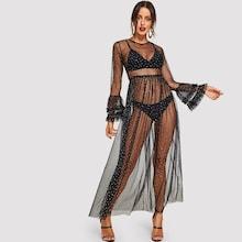 Shein Contrast Mesh Sheer Dress