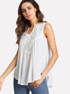 Shein Guipure Lace Applique Curved Flowy Top