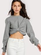 Shein Twist Front Heather Knit Sweatshirt