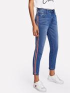 Shein Striped Side Crop Jeans
