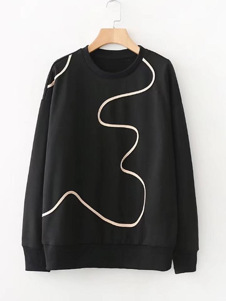 Shein Abstract Line Patch Sweatshirt