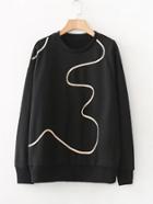Shein Abstract Line Patch Sweatshirt