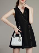 Shein Black V Neck Simple Top With Shorts