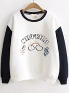 Shein Color Block Letter Embroidery Sweatshirt