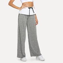 Shein Drawstring Ruffle Wide Leg Pants