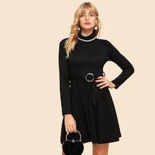 Shein 70s Mock-neck Fit & Flare Dress
