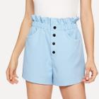Shein Pocket Patched Frill Waist Button Shorts